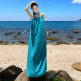 2025 Yunnan Tourism Wearing A Holiday High Sling Dress Women's Summer Loose Long Dress Lazy Wind