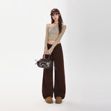 Vintage Autumn And Winter Main Push A Rich Coffee Brick Red Light Khaki Brown Trousers & Lengthen
