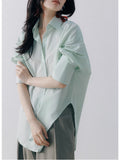 26SS Mint Manbo Fuzy Minimally Cool Anti-Crinkling Loose Thromboid Long-Sleeved Shirt For Women