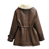 Large-Size Lady Wears 2025 New Fat Sister Fashion Temperament Lumbar Fur Locomotive Plus Velvet Coat