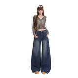 2026 Vintage Blue Bamboo Festival Straight Jeans Women's Design Sense Of The New Narrow Version Of Broad-Legged Thin Drag Pants