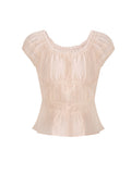 French Sweetheart Acetate Silk Lace Jersey Women's Summer New Temperament Thin Short Sleeve Small Top