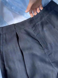 High-Grade Feeling Qing High-Waisted Folded Linen Suit Trousers Women Spring New Old Money Style Casual Broad-Legged Trousers