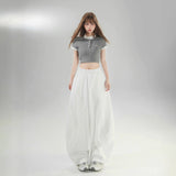 YC&2-Color Retro High-Rise Loose-Fitting Cived Trousers Tight Waist Wide Leg Trousers Pantyhose Panties Casual Trousers Women