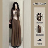 Three-Piece Women 2025 Summer New Pure-Want Hottie Sunscreen Long-Sleeved Sleeve Jacket Slings Wide Leg Pants