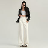 Autumn And Winter Main Push Color Tie High Waist Straight Jeans Trousers & Length Routine