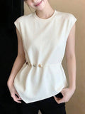 French Temperament White Irregular Small Flying Sleeve T-Shirt Girl Spring Slimming Particularly Good-Looking T-Shirt