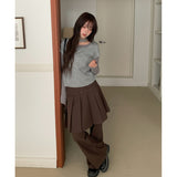 Korean Version Of Chic Niche Design Sweet Cool Wind Fake Two Metal Buckle Skirt Trumpet Trousers Trousers 3 Colors