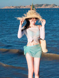 2026 New Bikini Sweet Hot Babes Split Skirt Hot Spring Four-Piece Swimsuit Girl Small Breast Gathering Sunscreen Swimsuit