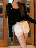 Special Yarn Heavy Industry Lingg Trink Flowers Knitted Shirt Coat + Vest Women Spring And Summer