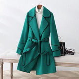 Autumn And Winter New Korean Version Of The Fashion Suit French Style Double Side Of The Coat Of The Coat Of High-End Long Strap Coat