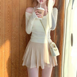 Autumn And Winter Pneumoconial Heart Woolen Two-Piece Collar Knitted Knitted Soft Mist Powder + Porcelain White Two Colors Into