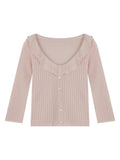Sweet And Sweet Properties Of Fine Lace Collar Knitting Top Super Fire Age Shirt Cardigan Two Thin