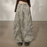 YC& Vintage High-Rise Loose-Fitting Broad-Legged Trousers Leopard-Print Scissors Trousers Set Autumn And Winter Hanging Sleek Jeans Woman
