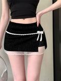 Kumikumi Sweet Lace Spliced Half-Dress Skirt Women's Summer Age Reduction Bow