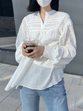 White French Long-Sleeved Shirt Women's Summer Thin Design Sense Court Cotton Lint Sunscreen Top