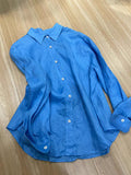 CHAO Grade Recommendation! Old Money Style Blue Silk Linen Shirt Women's Summer Thin Breathable Sunscreen Top