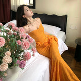 2025 High-End Beautiful Atmosphere Pure Three-Dimensional Flowers With Breasts Sexy Body Dress