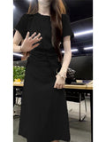 2026 New French High-End Gray Dress Summer Women's Small Casual Temperament Waist Dress