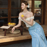 2025 New Holiday Lace-In-One Shoulder + Long Light Embroidered Half-Dress Dress Dress