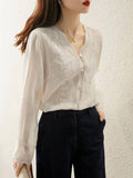 2025 Spring BI Buy White Moonlight Love Fans Embroidery Embroidery Refreshing T-Shirt