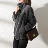 Women's Tide In Winter Plus Thick Double-Sided Velvet Collar To Keep Warm Women's Zip-Up Velvet Women
