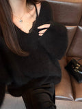 Lace Love Words High-Tight Water Velvet Set Sweet Lazy Hooded Knitwear