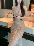 Fake Two-Piece Lace Bag Hip Half Dress Dress Woman Two Sets