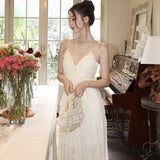 Gentle Wind Seaside Vacation Unique Beautiful Dress Design Small Open Forked Slings Long Dress 2025 Spring