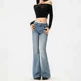 2026 Autumn And Winter New & Heavy Bamboo Section Texture Retro Low-Rise Loose Micro-Tipped Jeans