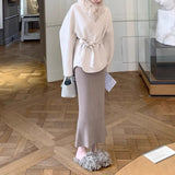 Under Mount Fuji_Self-Stay Multi-Color Temperament Small Fish-Tail Wool Knitted Half-Skirt