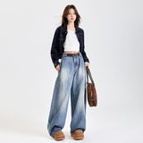 Bamboo Festival Deconstructs Loose Scissors Jeans Men And Women Retro Water Wash Broad Legs New Leisure Trousers Snow Neil