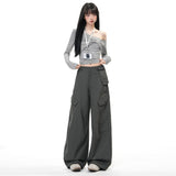 Yaxian Hottie | Trendy Design Empathic Broad Leg Pants Women's Lean Pockets Thin Leisure Trousers Length Eichun