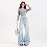 High-Rise Elastic Micro-Horn Jeans Women 2026 New Slimming Without Leg Thin Mop Horseshoe Pants