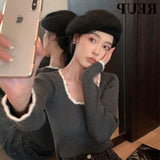 Vintage Impact Bottom Knitted Shirt Women's Autumn And Winter 2025 New French Temperament Slimming Inside Long-Sleeved Top