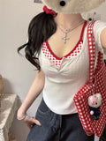 5109# Summer New Pure Desire To Fake Two Short-Sleeved T-Shirt Splicing Sling Sling Vest Women With Chest Pads