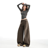 25 Autumn And Winter New Washing Fabric High Waist Thin Design Loose Wide Legs Casual Pants Women