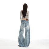 25 Autumn And Winter New Heavy Industry Water Machetes Without Bullet-Free Low-Rise Loose-Le-Legged Jeans Cownim Trousers