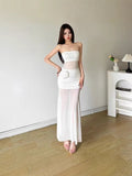 Cool Feeling Pure Lusty Hottie Three-Dimensional Rose Mesh Spliced Bra Dress Woman Slimming Dress