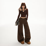 YC&2 Color Retro High-Waisted Broad Leg Trousers Ins Hanging Autumn And Winter Straight Jeans Women's Trousers