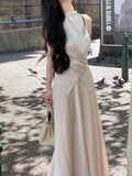 [Falling White Moon] Niche Design Feeld With A Thin Set With Fashion Two Sets Of Temperament Long Skirt