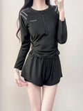 Slender Long-Sleeved Swimsuit Women Conservatively Cover The Belly Thin Flat Trousers Two Sets Of Sports Sunscreen Swimsuit Holiday Swimsuit