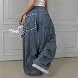 Korean Version Of Chic Summer New Loose Thin Striped Broad-Legged Jeans Casual Scimitsor Balloon Pants