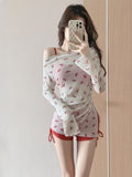 2026 Summer New Hooded Horned Split Swimsuit Women Three Sets Thin Fashion Yang Bow Bubble