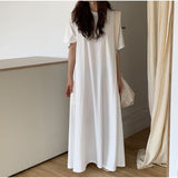 Korean Version Of Lazy Foundation Summer Cool And Clean Color Loose T-Shirt Dress Dress 5 Colors