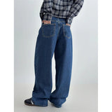 Classic But Time To Set The Basic Simple Denim Trousers High Waist Shade Across The Thin Wash Water Blue Broad Leg Straight Trousers