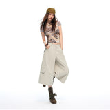 26 Years Of Summer New Water Washing With Pumping Rope Multi-Pocket Work Clothes Seven Points Casual Pants Wide Legs