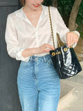 Lusi The Same ¶ÐÃæ Acetic White Shirt Female Thin Long-Sleeved Shirt Spring And Autumn