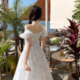 2026 New Summer Tea Break French Chic High-End Feeling Sweet First Love Temperament Fairy Floral Joint Dress Thin