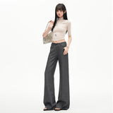 Grey High Sense Of Wisdom Fashionable Low-Rise Casual Trousers Women TR Mixed Sleung No Leg Suit Casual Pants
